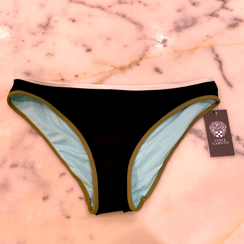 * NWT *Vince Camuto black with green trim Swim Bottoms
